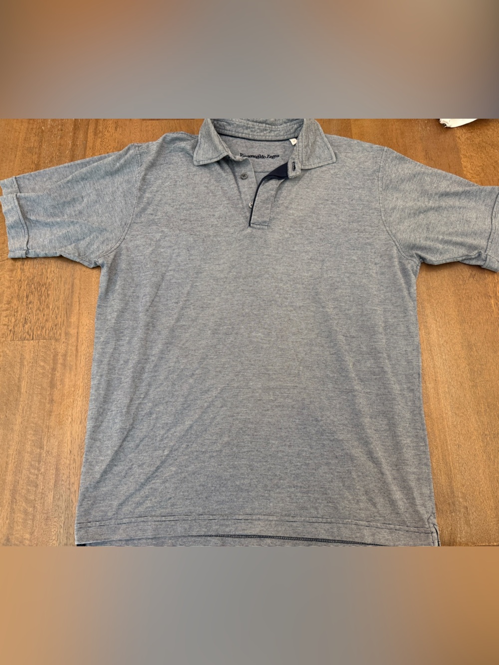 Ermenegildo Zegna Navy and Light Gray Striped Polo